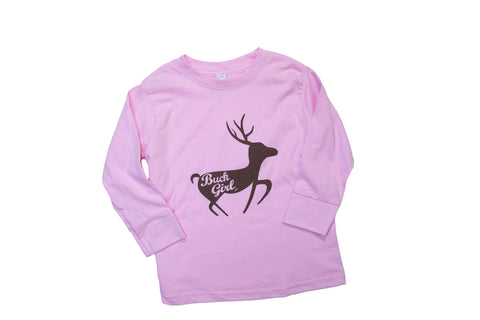 Toddler Buck Girl Pink Long Sleeve Tshirt